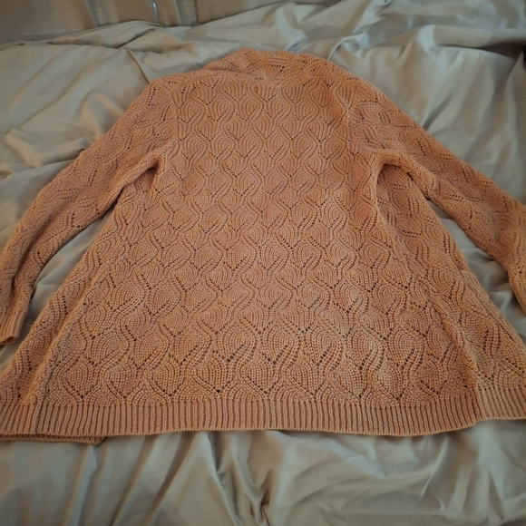 Christopher & Banks Women's Open Front Crochet Sweater In Peach Color - Picture 8 of 8